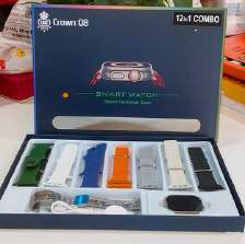 Crown Q8 Smart Watch (12 in 1 Combo)